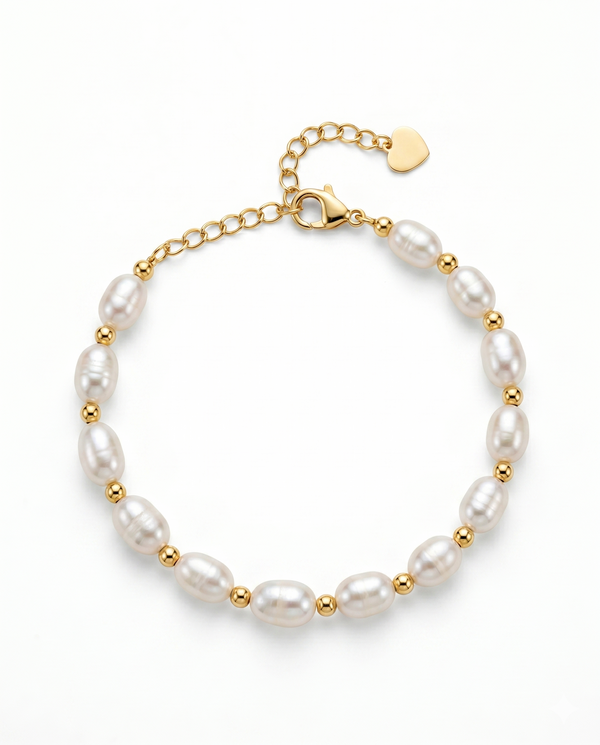 Handcrafted Oval Freshwater Pearl Adjustable Bracelet