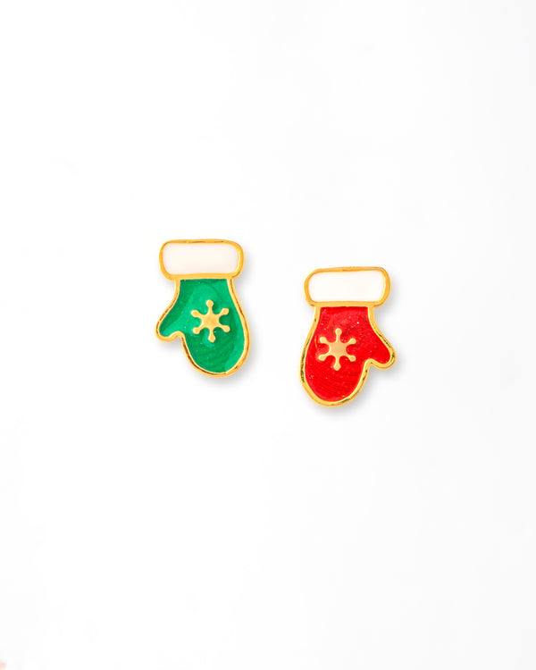 Festive Christmas Gloves Earrings – Red & Green Holiday Charm