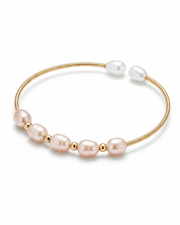 Gold Plated Pink Pearl Adjustable Bracelet