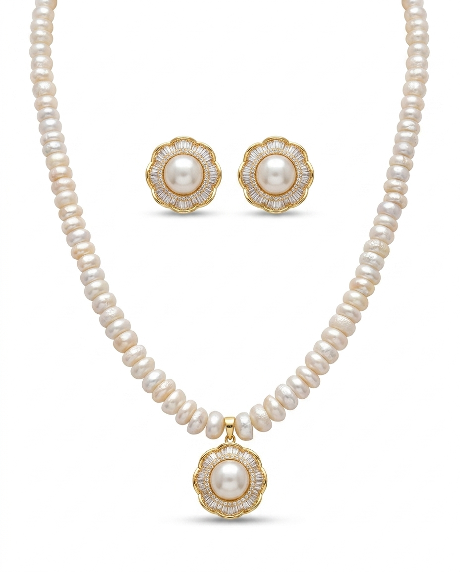 white pearl necklace set