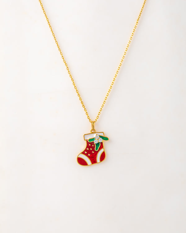 Festive Red Christmas Socks Pendant