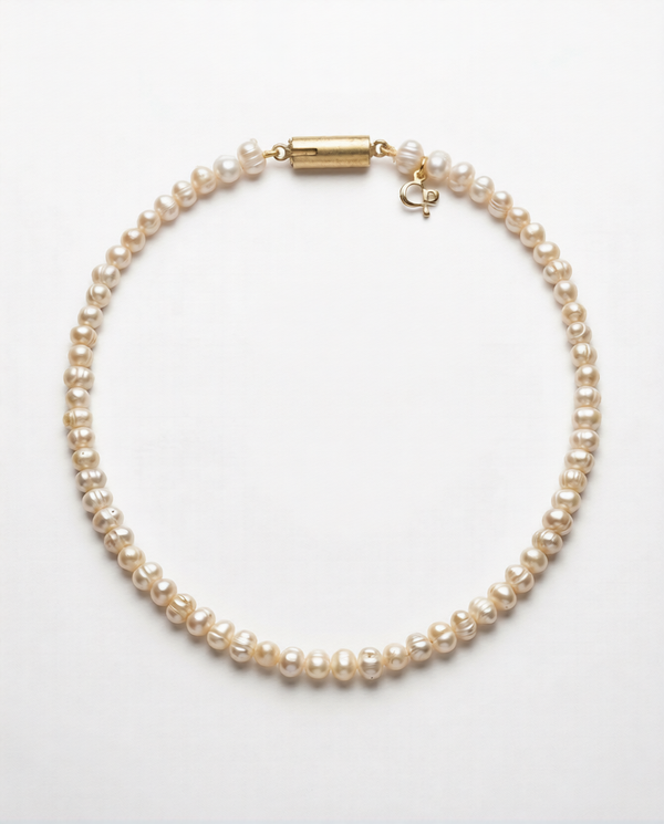 Handcrafted Freshwater Pearl Mala With Signature Gold-Tone Clasp