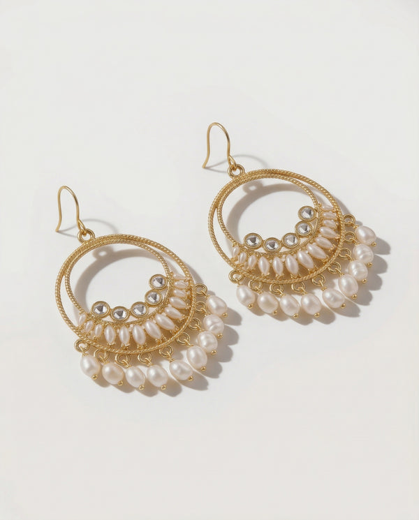 Radiant Gold-Twist Pearl Chandbali Earrings