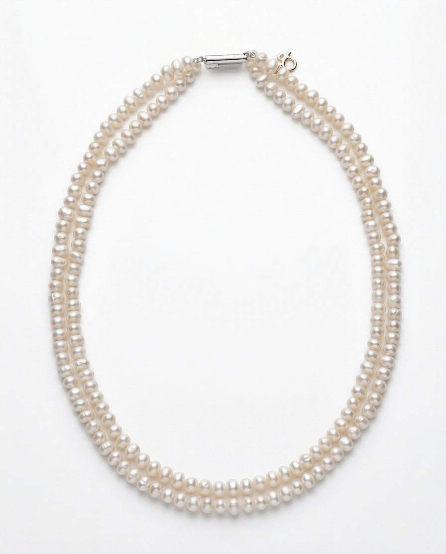 Freshwater white colour pearl mala necklace