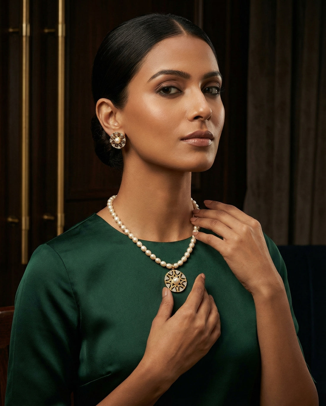 Celestial Gold-Plated Pearl Jewellery Set