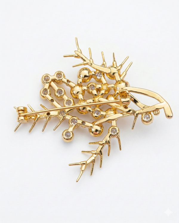 Gold Plated Thistle Pearl Brooch