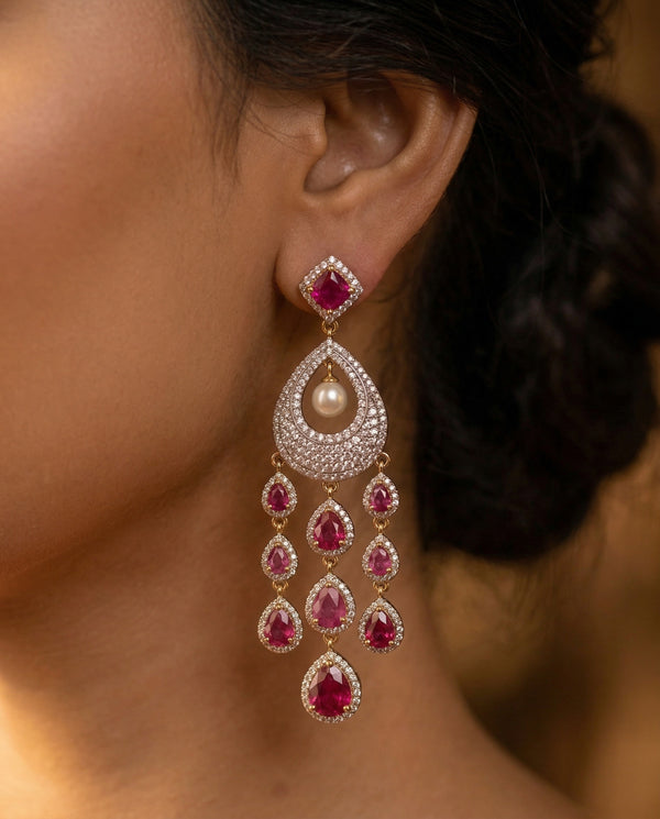 Radiant Ruby & Triple-Strand Pearl Necklace Set