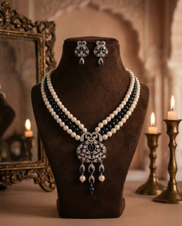 Midnight Majesty Triple Strand Pearl Statement Set