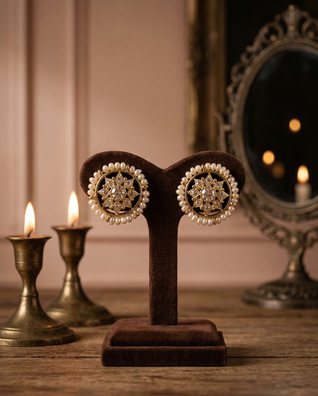 Radiant Pearl Gold-Plated Starburst Stud Earrings