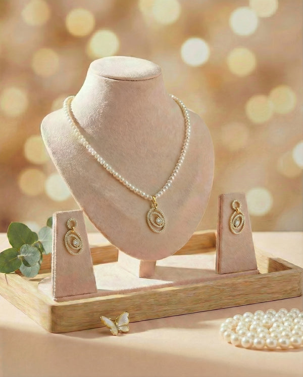 Celestial Orbit Crystal & Pearl Necklace Set