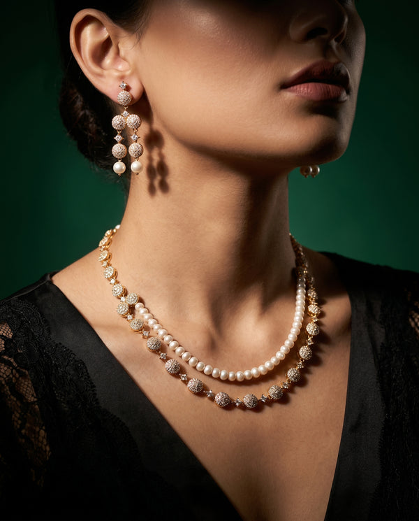 Gilded Floral Blossom & Pearl Jewellery Set