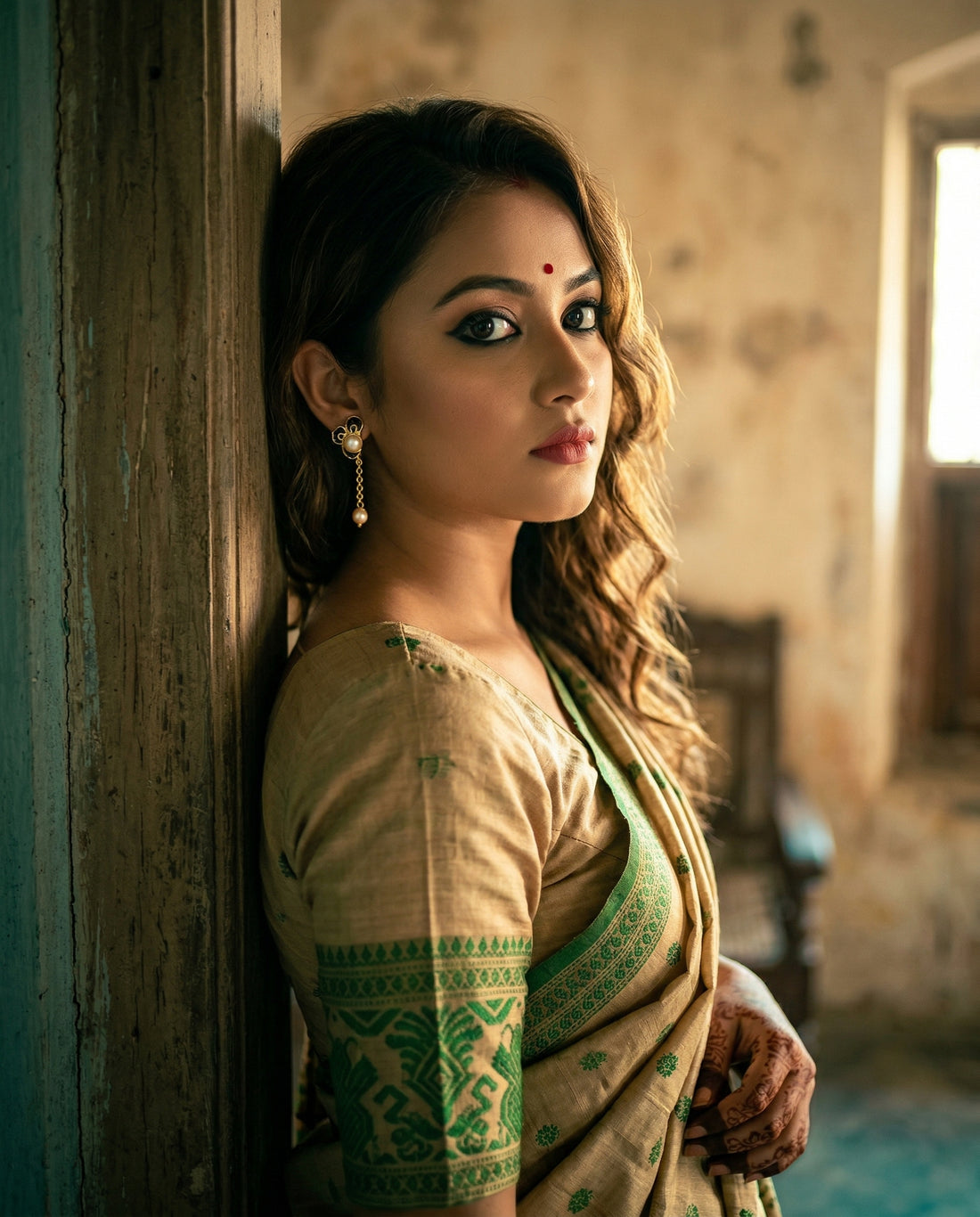 Elegant Floral Enamel & Pearl Drop Earrings