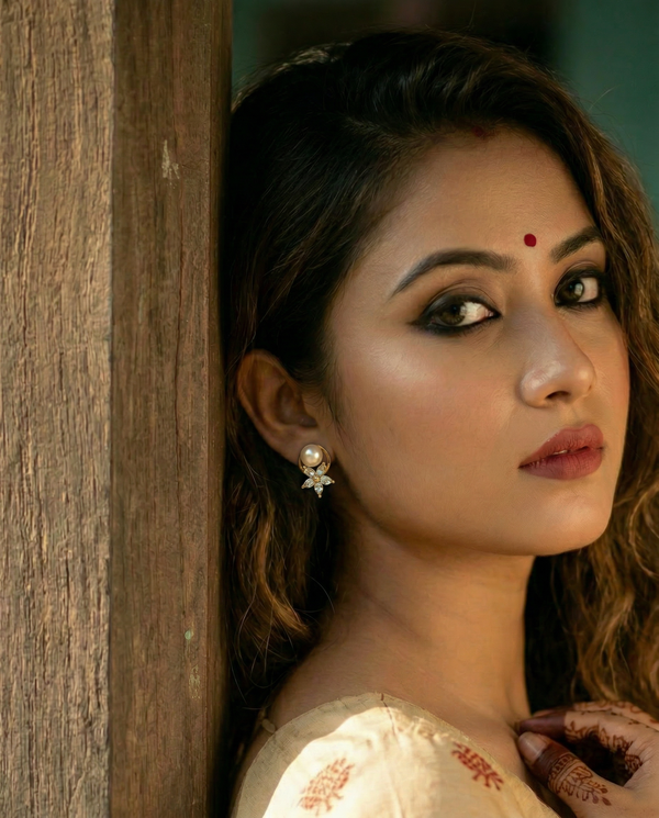 Floral Radiance Pearl CZ Stud Earrings