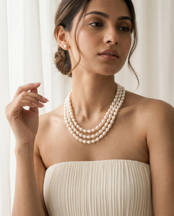 Triple-Strand Freshwater Pearl Mala