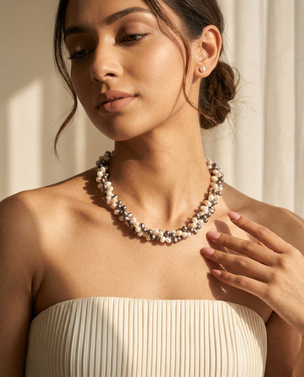 Multi-Tone Freshwater Pearl Twisted Mala