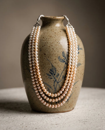 Triple-Strand Dual tone Freshwater Pearl mala with Tassel