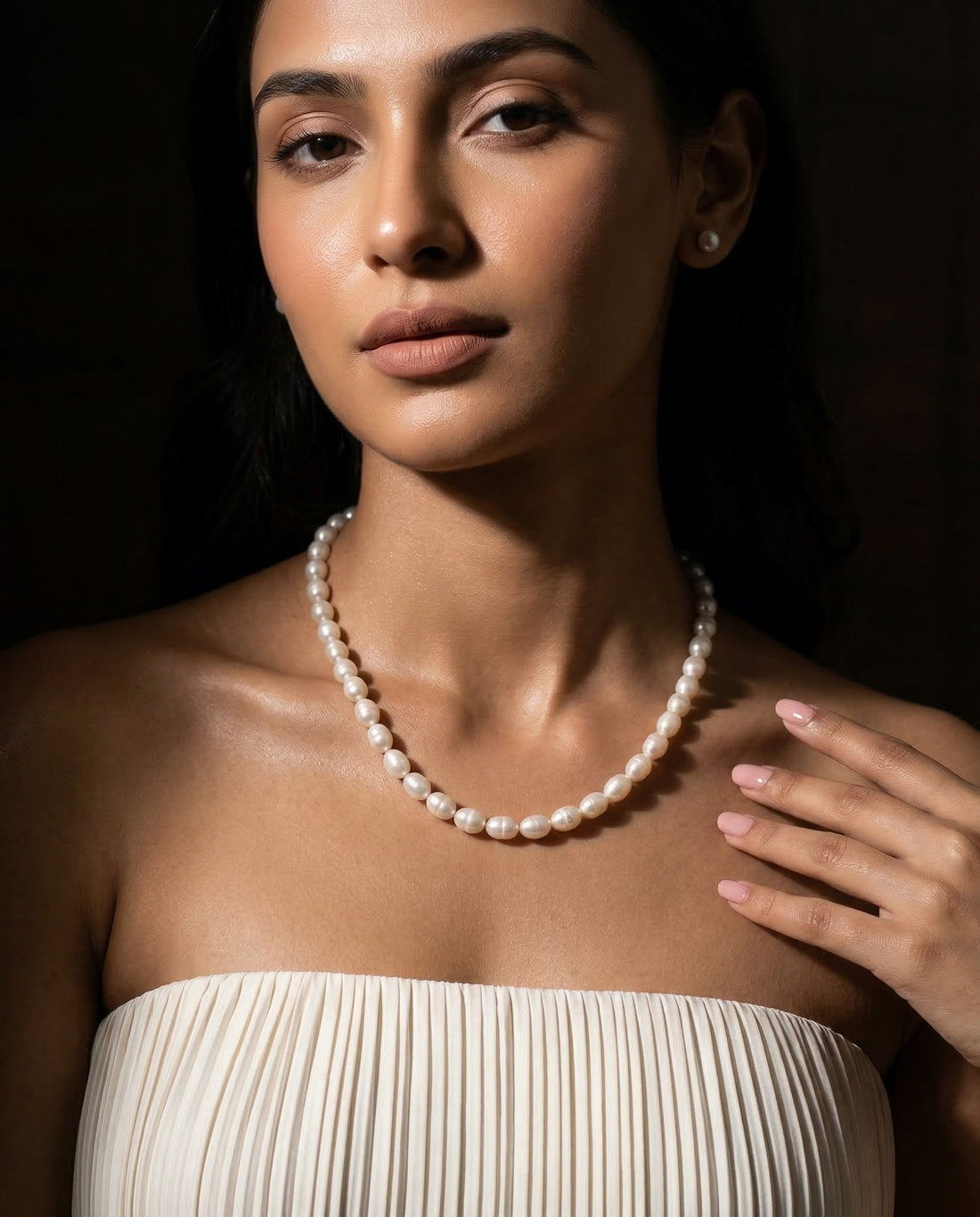 Bold Lustre Freshwater Polished Pearl Mala