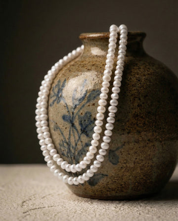Freshwater white colour pearl mala necklace