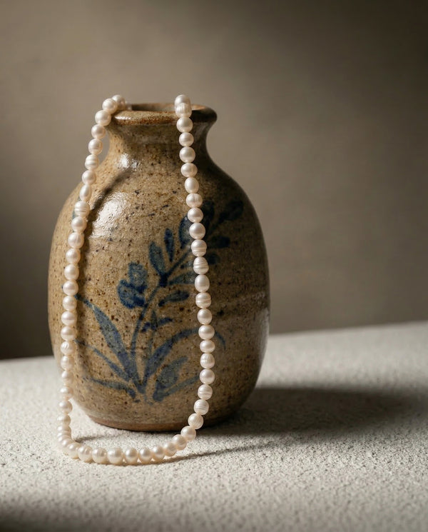 Handcrafted Freshwater Pearl Mala With Signature Gold-Tone Clasp