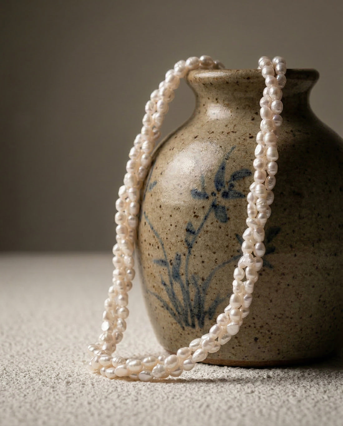 Twisted Triple-Strand Freshwater Uncut Pearl Mala