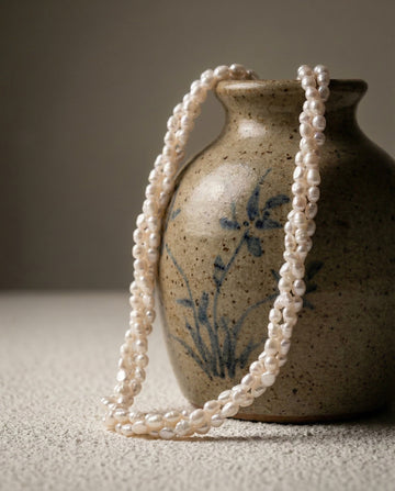 Twisted Triple-Strand Freshwater Uncut Pearl Mala