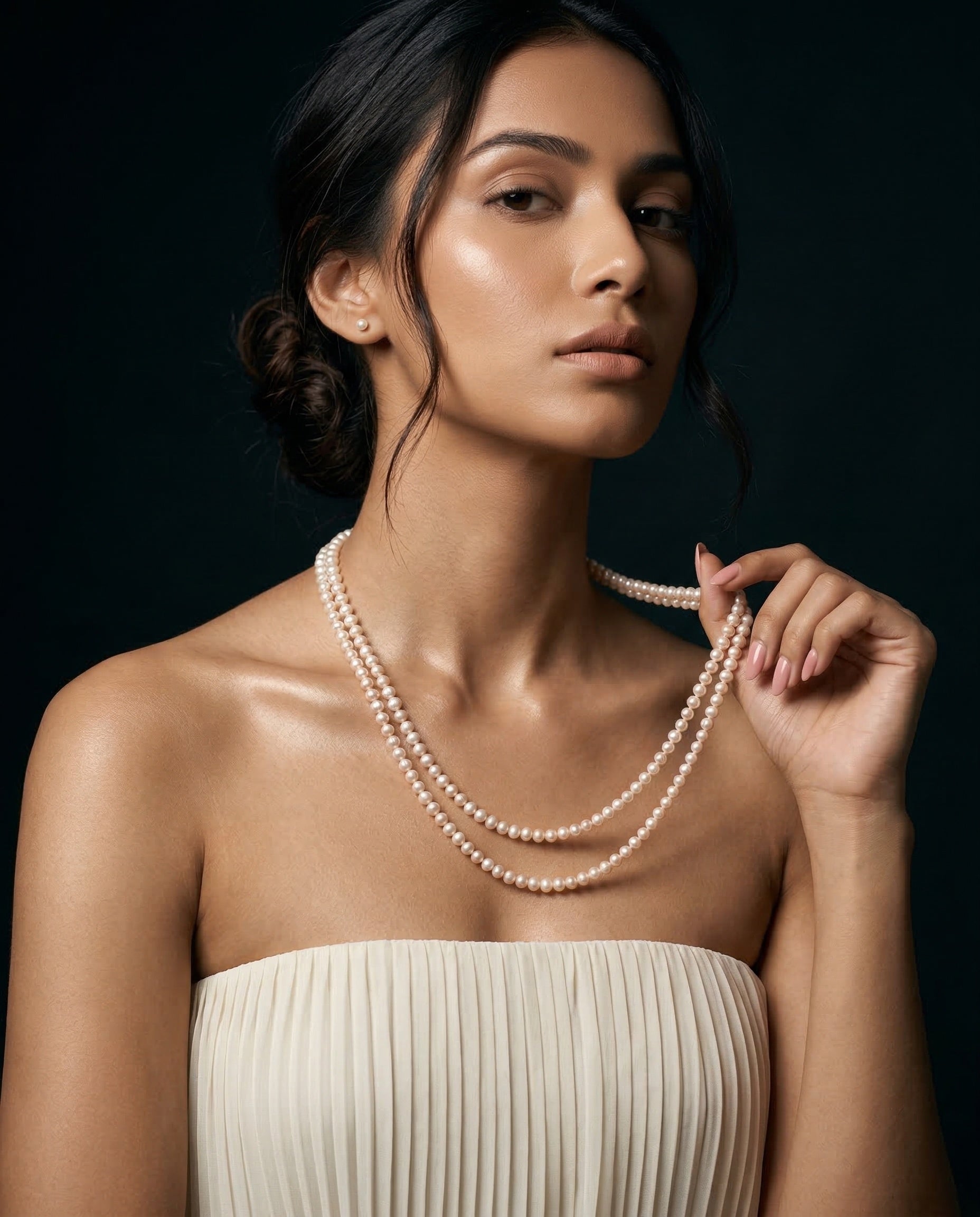 Real freshwater white pearl mala necklace