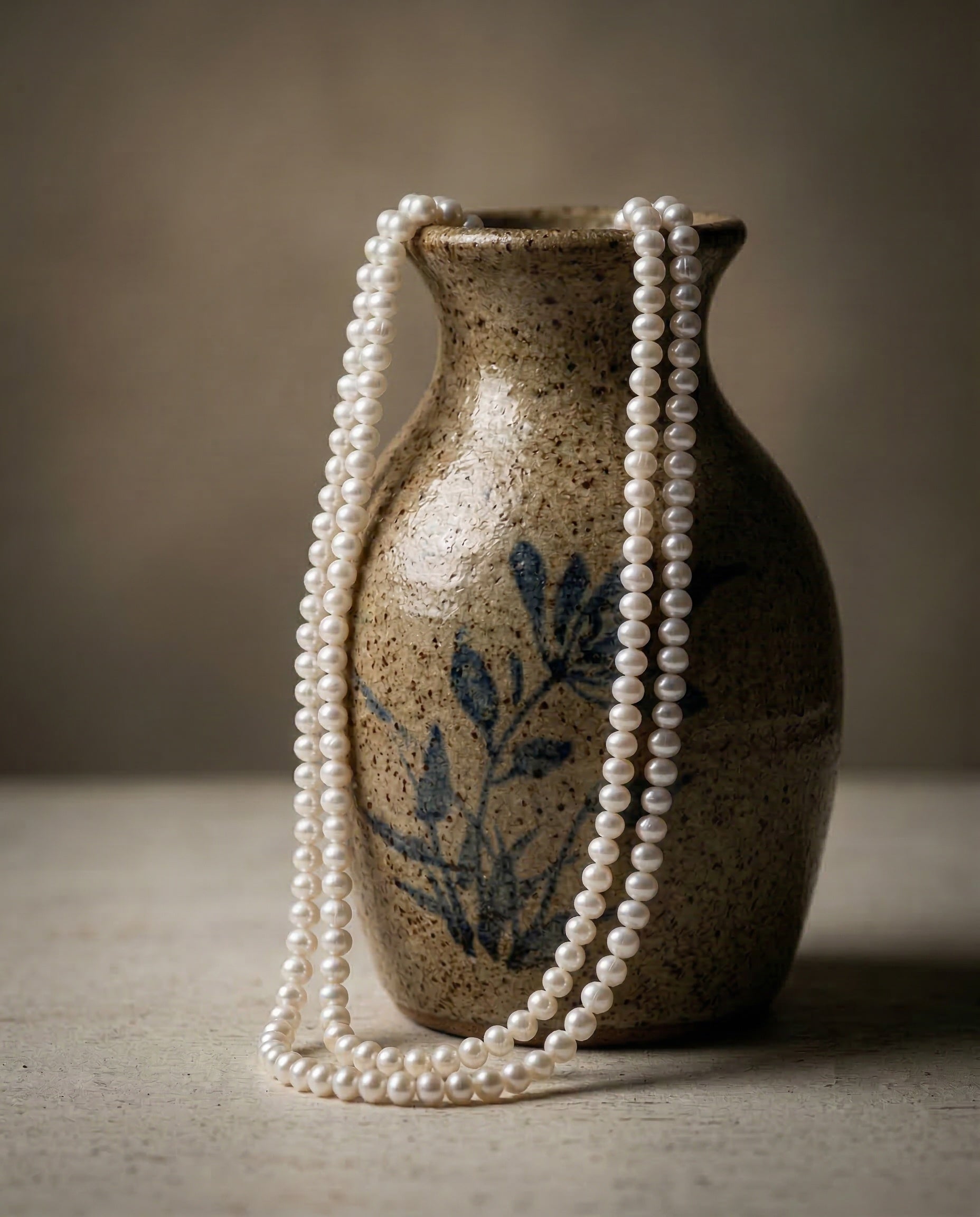 Real freshwater white pearl mala necklace