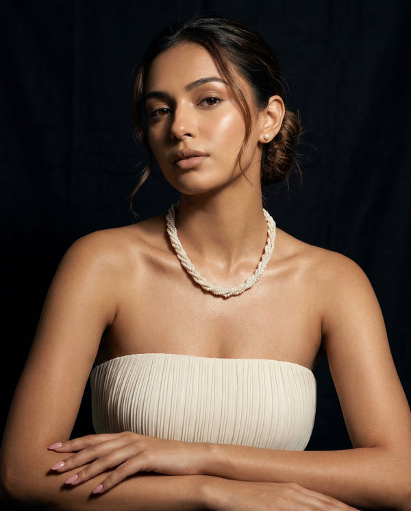 Vintage-Style Multi-Strand Twisted Rice Pearl Mala