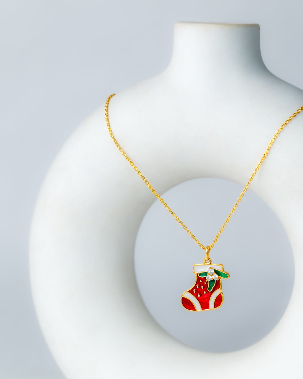 Festive Red Christmas Socks Pendant