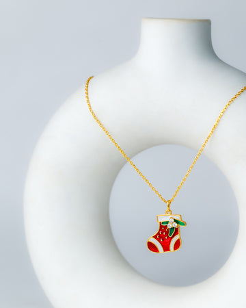 Festive Red Christmas Socks Pendant
