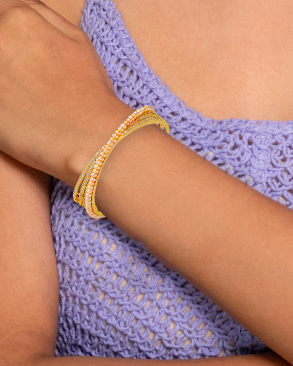 Pearl Luxe Gold CZ Bangle