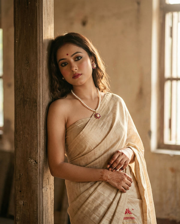 Timeless Ruby-Red Bloom & Pearl Jewellery Set