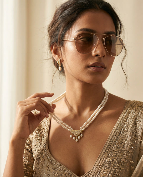 Majestic Double-Strand Pearl Necklace Set