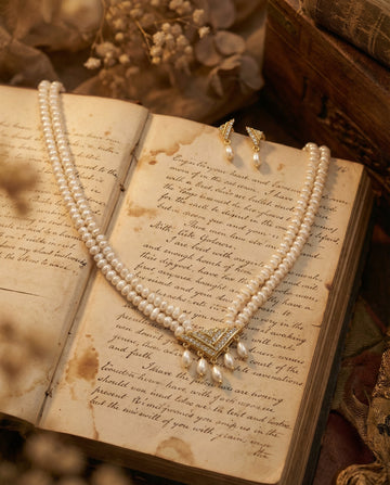 Majestic Double-Strand Pearl Necklace Set