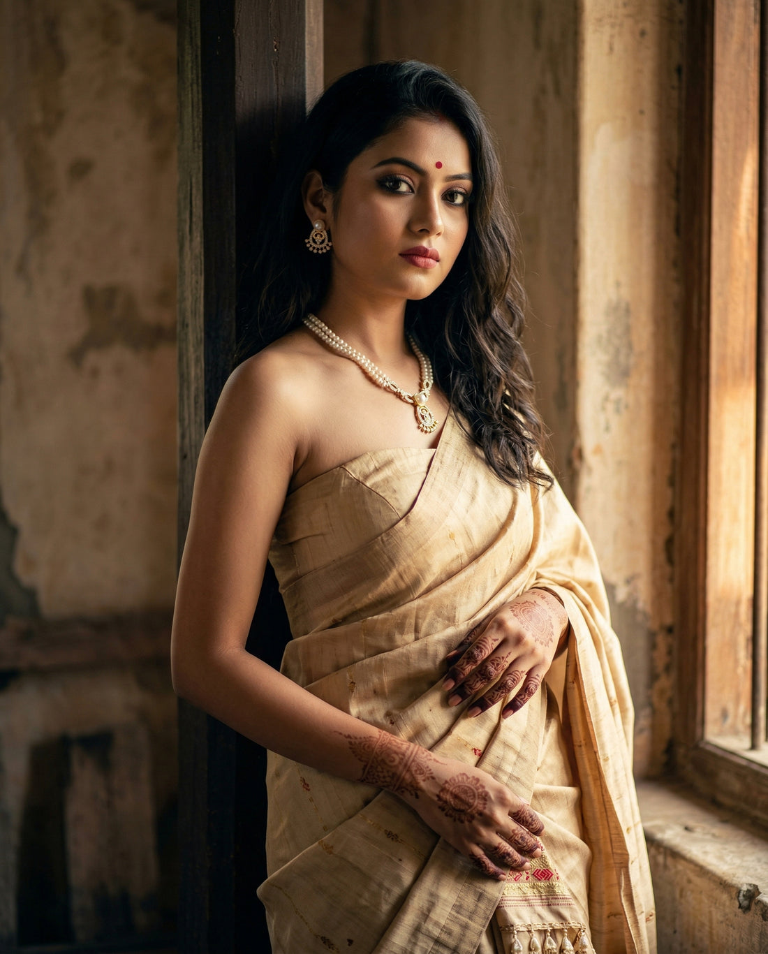 Graceful Double-Strand Pearl & Crystal Chandelier Jewellery Set