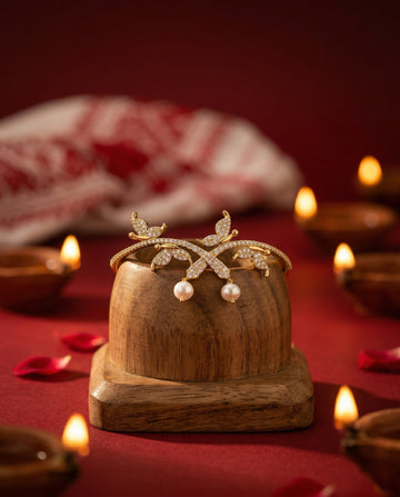Nature-Inspired CZ Butterfly & Pearl Bangle