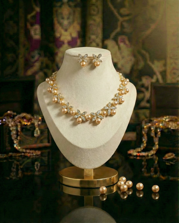 Blossom & Rose-Hued CZ Pearl Set