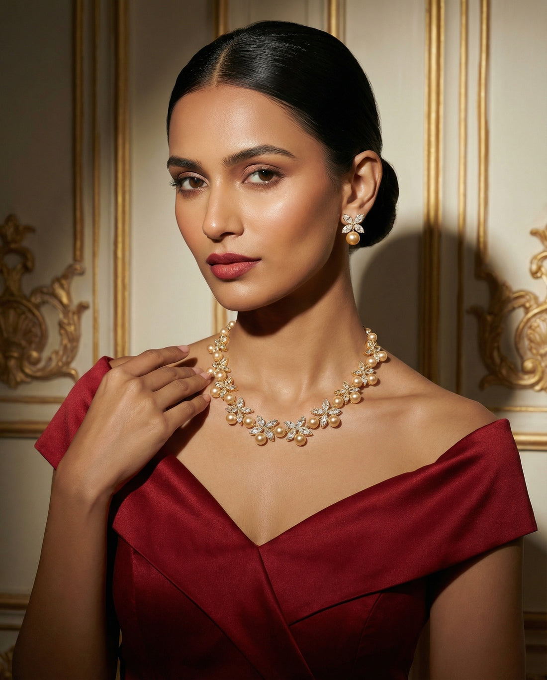 Blossom & Rose-Hued CZ Pearl Set