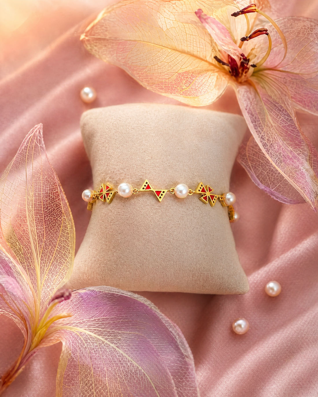 Vintage-Inspired Golden Link Pearl Bracelet