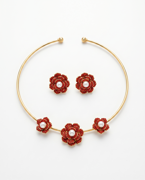 Elegant Gold Plated Collar Adjustable Choker Necklace Set