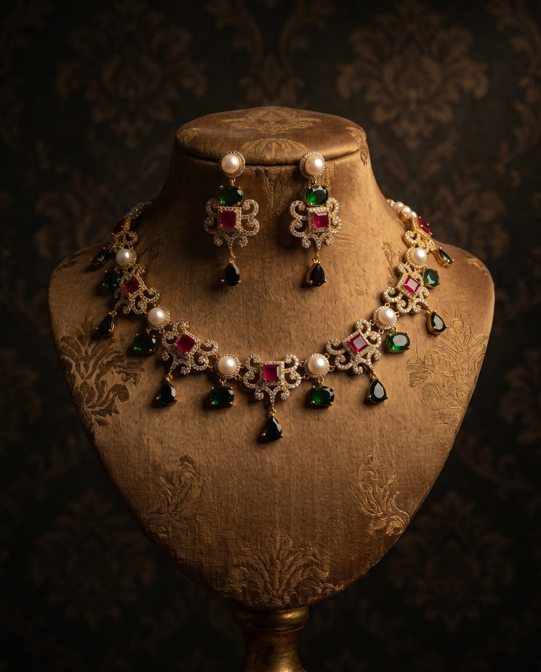 Luxury Double Layer Pearl Necklace Set