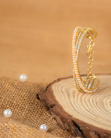 Pearl Luxe Gold CZ Bangle