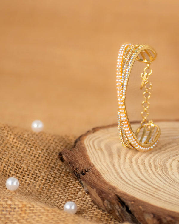 Pearl Luxe Gold CZ Bangle