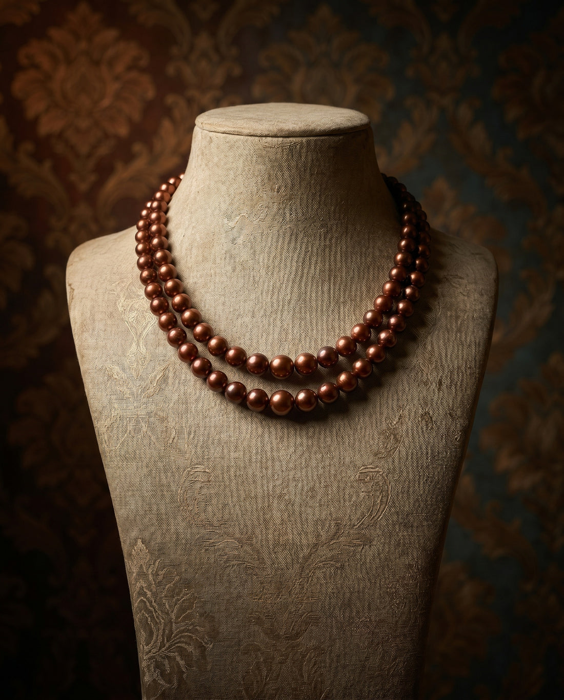 Luxurious Double-Strand Brown Pearl Necklace