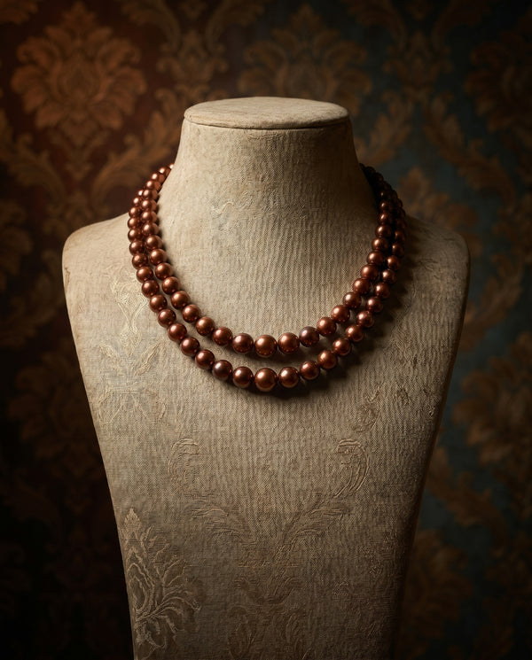 Luxurious Double-Strand Brown Pearl Necklace