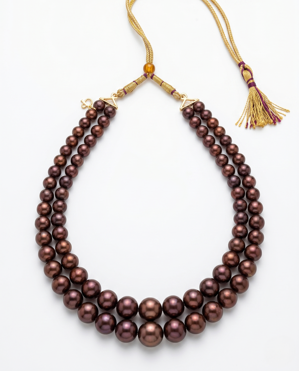 Luxurious Double-Strand Brown Pearl Necklace