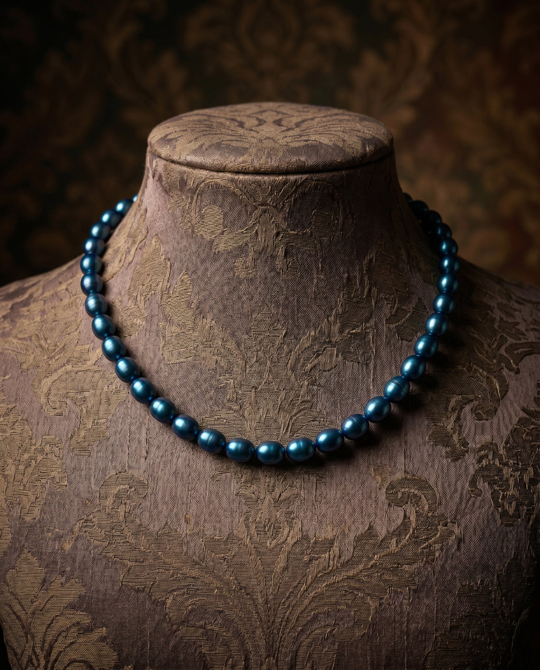 Vibrant Electric Blue Pearl Strand Mala