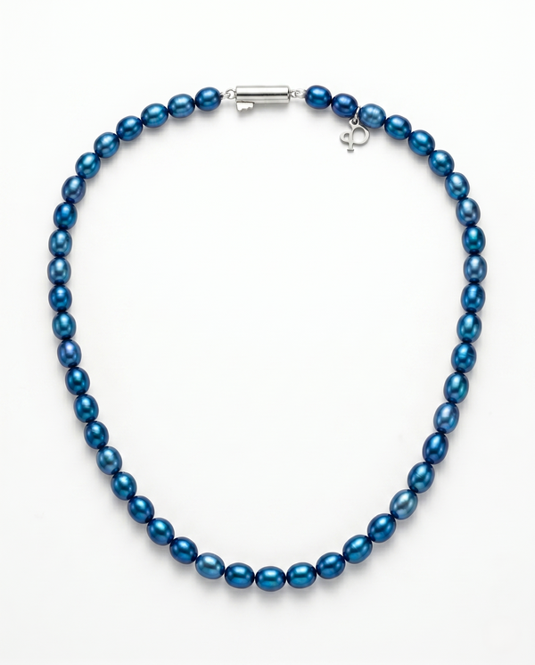 Vibrant Electric Blue Pearl Strand Mala