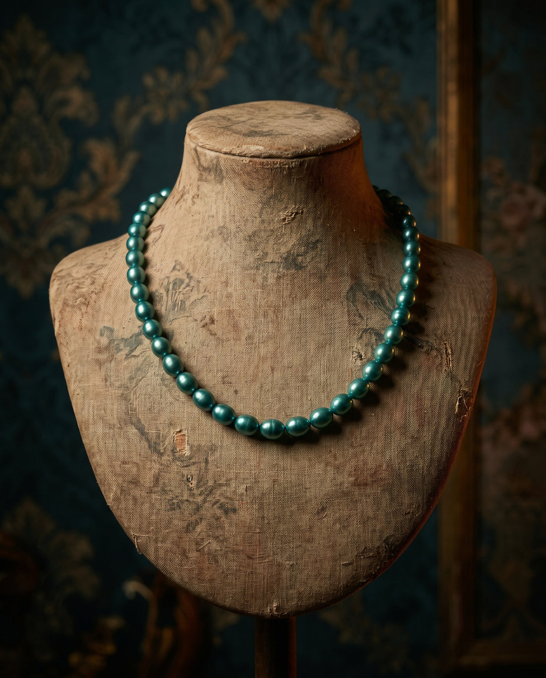Exquisite Teal Green Pearl Strand Mala