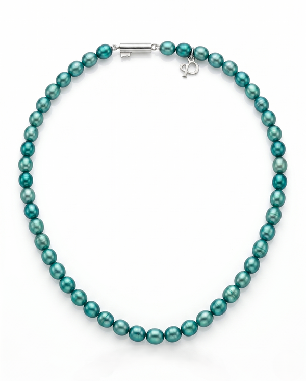Exquisite Teal Green Pearl Strand Mala